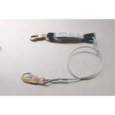 96424S CABLE LANYARD. GALVANIZED CABLE WITH PVC COATING. DOUBLE LOCKING SNAPS AND SHOCK ABSORBING PACK ONE END