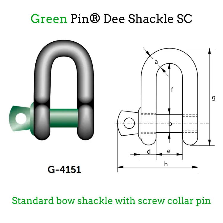 Green Pin Shackles - Dee Shackle SC